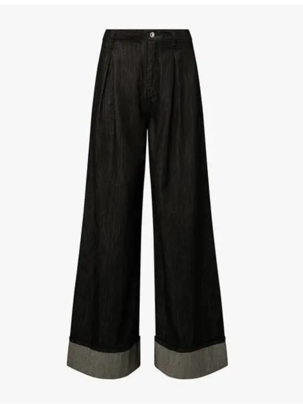 WeWoreWhat Black High-Waisted Pleated Wide-Leg Jeans with Cuffed Hem | 26